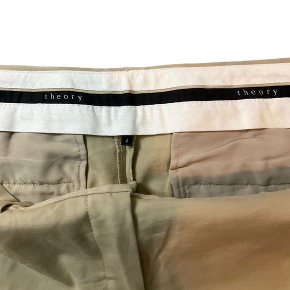 Theory Hartsdale Cropped Ankle Khaki Tan Pants Size 4 Career Office Neutral - Picture 5 of 16